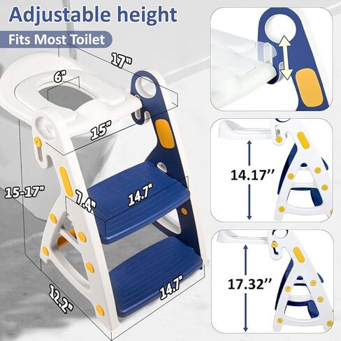 مقعد تدريب على المرحاض ومقعد للأطفال الصغار، مقعد مرحاض للأطفال الصغار ذو ثبات مطلق، مقاعد قابلة للتعديل وارتفاع المقعد للأطفال الصغار الأولاد والبنات (رمادي) in Kuwait