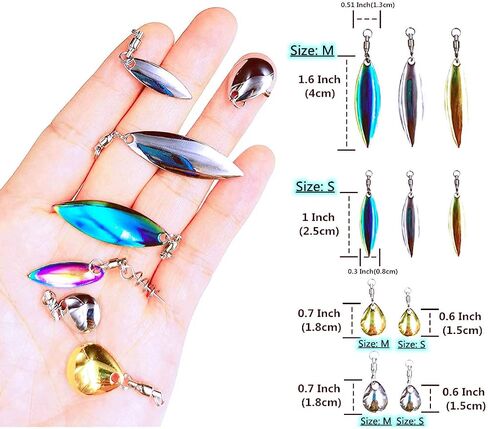 Tail Spinners Blades for Bass Fishing: 10pcs/Box Spinnerbaits Colorado Willow Blades with Ball Bearing Swivels and Screw Lock for Worm Spoons Lure Making - Swimbait Spinner Size 1 2 3 3.5 in Saudi Arabia