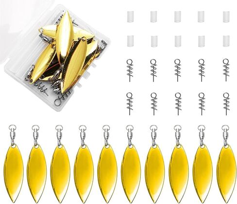 Tail Spinners Blades for Bass Fishing: 10pcs/Box Spinnerbaits Colorado Willow Blades with Ball Bearing Swivels and Screw Lock for Worm Spoons Lure Making - Swimbait Spinner Size 1 2 3 3.5 in Saudi Arabia