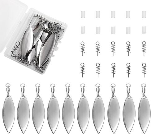 Tail Spinners Blades for Bass Fishing: 10pcs/Box Spinnerbaits Colorado Willow Blades with Ball Bearing Swivels and Screw Lock for Worm Spoons Lure Making - Swimbait Spinner Size 1 2 3 3.5 in Saudi Arabia