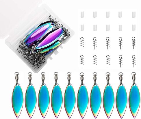 Tail Spinners Blades for Bass Fishing: 10pcs/Box Spinnerbaits Colorado Willow Blades with Ball Bearing Swivels and Screw Lock for Worm Spoons Lure Making - Swimbait Spinner Size 1 2 3 3.5 in Saudi Arabia
