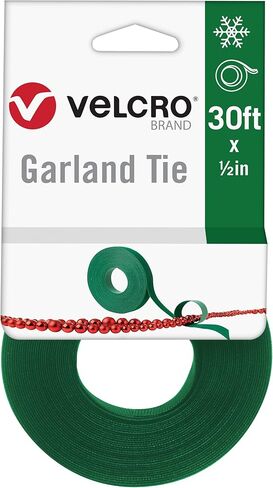 VELCRO Brand Holiday Garland Ties or Cable Straps | Hang Garlands, Lights or Wreath | for Banister, Railings, Stairs or Lamp Posts | 30ft Roll Cut to Custom Length | Red in Kuwait