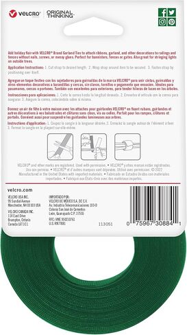 VELCRO Brand Holiday Garland Ties or Cable Straps | Hang Garlands, Lights or Wreath | for Banister, Railings, Stairs or Lamp Posts | 30ft Roll Cut to Custom Length | Red in Kuwait