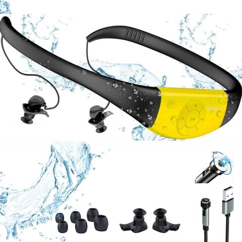 Waterproof Swimming MP3 Player,8GB Memory,IPX8 Certified,Shuffle Function,20H Playing time,Magnetic Charging - Perfect for Swimmers, Water Sports, and Underwater Activities in Saudi Arabia