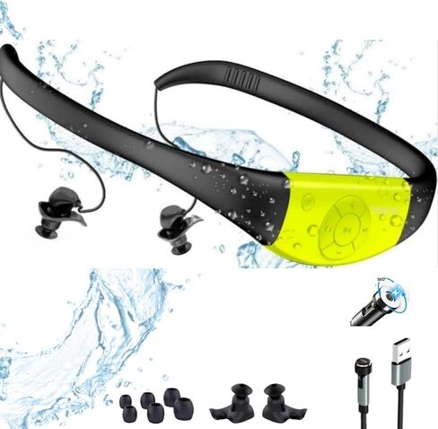 Waterproof Swimming MP3 Player,8GB Memory,IPX8 Certified,Shuffle Function,20H Playing time,Magnetic Charging - Perfect for Swimmers, Water Sports, and Underwater Activities in Saudi Arabia