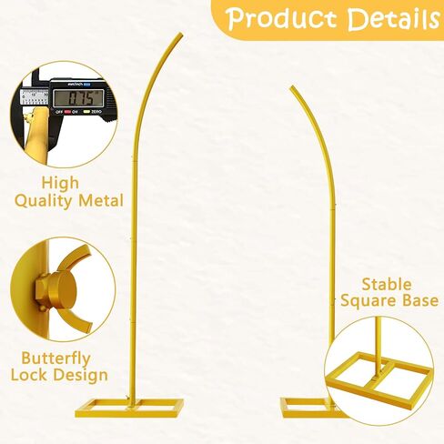 GT GETCO TECH Wedding Arches Set, Gold Metal Arch Backdrop Stand for Ceremony & Parties (8Ft & 6.8Ft) in Saudi Arabia