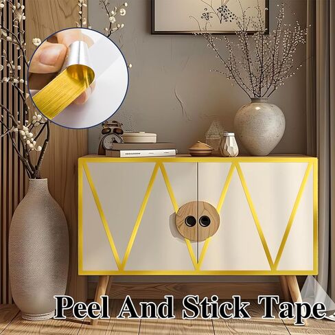 Solid Foil Washi Tape, Polyester Thin Film Tape with Acrylic Adhesive, Vibrant Mirror Like Finish, Decor Tape for Detailing Accent Wall, Cabinet, Bathroom, Graphic Arts, 66.7yds x 0.4in, Gold in Saudi Arabia