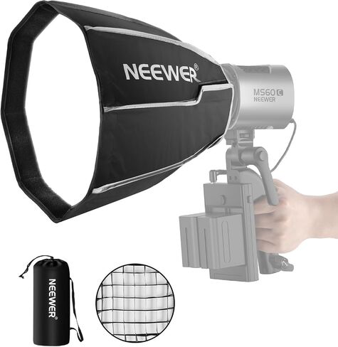 NEEWER صندوق ناعم مثمن 50 سم مع دعامة NEEWER، صندوق ناعم Octabox قابل للطي والتركيب السريع مع موزع ضوء قرص العسل/شبكة لـ MS60 MS60B MS60C MS150B، مصباح استوديو NS4P LED in Kuwait