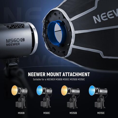 NEEWER صندوق ناعم مثمن 50 سم مع دعامة NEEWER، صندوق ناعم Octabox قابل للطي والتركيب السريع مع موزع ضوء قرص العسل/شبكة لـ MS60 MS60B MS60C MS150B، مصباح استوديو NS4P LED in Kuwait