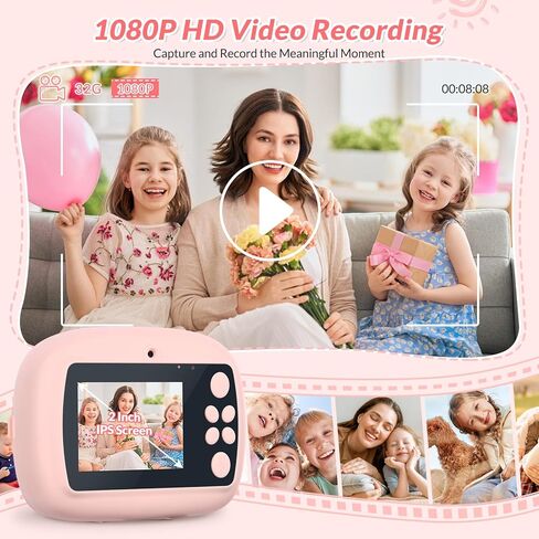 Mafiti Kids Camera Instant Print, Kids Camera Toy with 48MP Photo 1080P Video 32GB Card, Christmas Birthday Gift for 3-12 Year Old Girls Boys(Purple) in Kuwait
