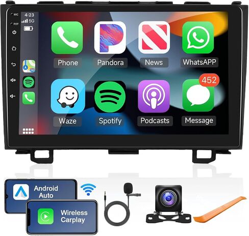 Android Car Stereo for Honda CRV 2007-2011 with Wireless Carplay/Android Auto with WiFi GPS Navigation, 9" Touchscreen Bluetooth Car Radio Support USB FM/RDS Backup Camera Steering Wheel Control in Saudi Arabia