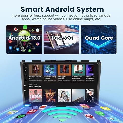 Android Car Stereo for Honda CRV 2007-2011 with Wireless Carplay/Android Auto with WiFi GPS Navigation, 9" Touchscreen Bluetooth Car Radio Support USB FM/RDS Backup Camera Steering Wheel Control in Saudi Arabia