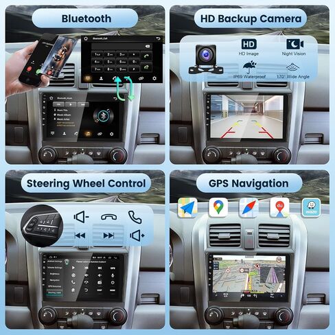 Android Car Stereo for Honda CRV 2007-2011 with Wireless Carplay/Android Auto with WiFi GPS Navigation, 9" Touchscreen Bluetooth Car Radio Support USB FM/RDS Backup Camera Steering Wheel Control in Saudi Arabia