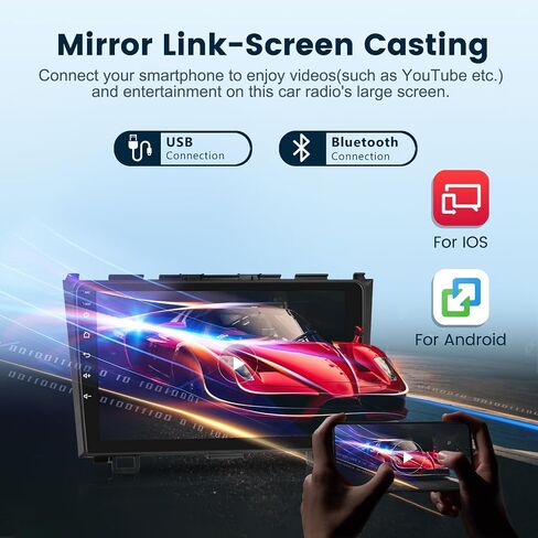 Android Car Stereo for Honda CRV 2007-2011 with Wireless Carplay/Android Auto with WiFi GPS Navigation, 9" Touchscreen Bluetooth Car Radio Support USB FM/RDS Backup Camera Steering Wheel Control in Saudi Arabia