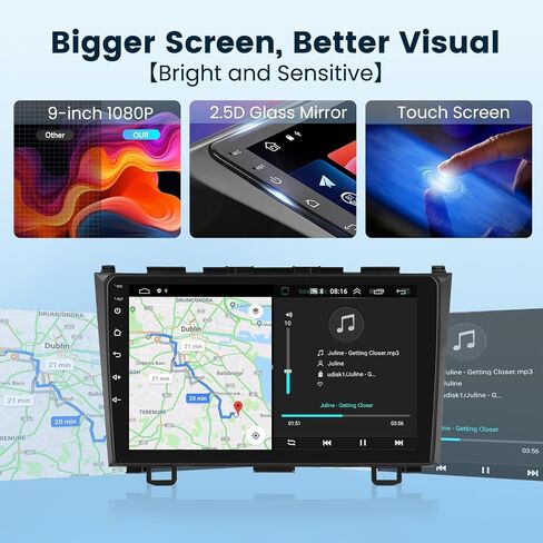 Android Car Stereo for Honda CRV 2007-2011 with Wireless Carplay/Android Auto with WiFi GPS Navigation, 9" Touchscreen Bluetooth Car Radio Support USB FM/RDS Backup Camera Steering Wheel Control in Saudi Arabia