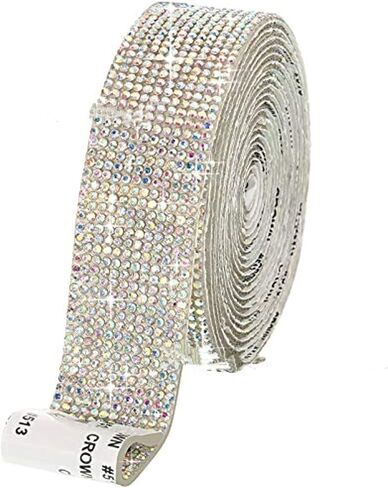 Rhinestone Ribbon,3 Yards Self-Adhesive Rhinestone Ribbon,Rhinestone Tape for Crafts DIY Event Dress Shoes Phone Car Party Decorations,2 Rows, Width 0.2" (2 Rows) in Saudi Arabia