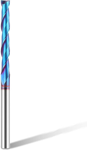 HQMaster 5 Pcs Spiral CNC Router Bits Set Down Cut 1/4" Shank Solid Carbide Spiral Downcut CNC Bits with Nano Blue Coating End Mill for Wood Cut Carving Engraver 1/8" Cutting Dia. in Kuwait