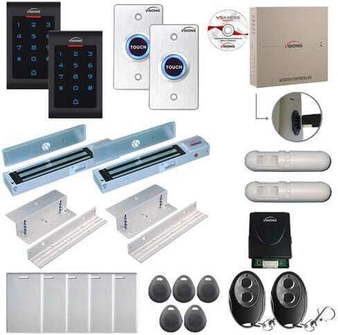 Visionis FPC-8077 2 Door Professional Access Control Electric Lock Inswinging Door 600lbs TCP/IP Wiegand Controller Box, Indoor Only Keypad/Reader, Software, 100,000 User, Wireless Receiver, PIR Kit in Saudi Arabia