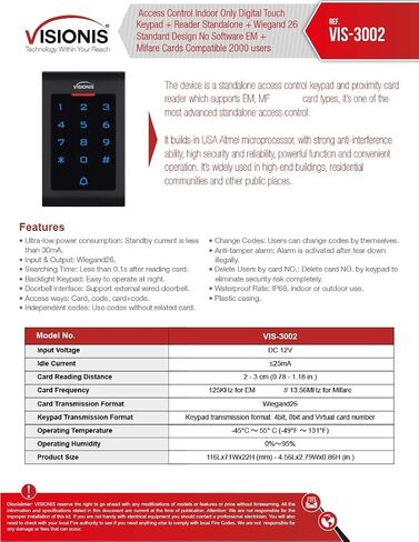 Visionis FPC-8077 2 Door Professional Access Control Electric Lock Inswinging Door 600lbs TCP/IP Wiegand Controller Box, Indoor Only Keypad/Reader, Software, 100,000 User, Wireless Receiver, PIR Kit in Saudi Arabia