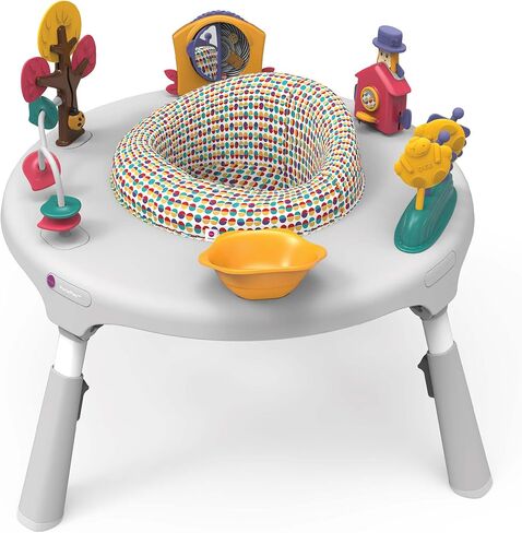 PortaPlay Baby Activity Center: Development Focused Toys. Foldable, Portable, and Transforms to a Play Table, Unisex (Wonderland Adventure, Gray) in Kuwait
