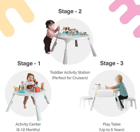 PortaPlay Baby Activity Center: Development Focused Toys. Foldable, Portable, and Transforms to a Play Table, Unisex (Wonderland Adventure, Gray) in Kuwait