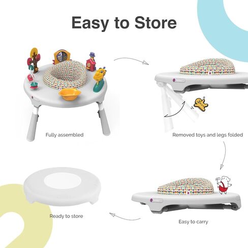PortaPlay Baby Activity Center: Development Focused Toys. Foldable, Portable, and Transforms to a Play Table, Unisex (Wonderland Adventure, Gray) in Kuwait