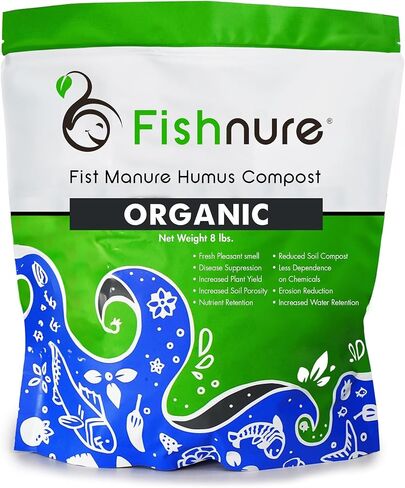 Fishnure - Humus Fish Compost Fertilizer for Indoor Plants, Outdoor Houseplant Fertilizer, Plant Food for Houseplants, Gardener Gifts, 1 lb Convenience Pack for 3-Gallon Pot in Saudi Arabia