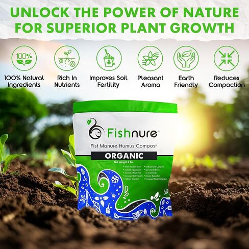 Fishnure - Humus Fish Compost Fertilizer for Indoor Plants, Outdoor Houseplant Fertilizer, Plant Food for Houseplants, Gardener Gifts, 1 lb Convenience Pack for 3-Gallon Pot in Saudi Arabia