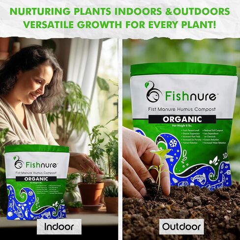 Fishnure - Humus Fish Compost Fertilizer for Indoor Plants, Outdoor Houseplant Fertilizer, Plant Food for Houseplants, Gardener Gifts, 1 lb Convenience Pack for 3-Gallon Pot in Saudi Arabia