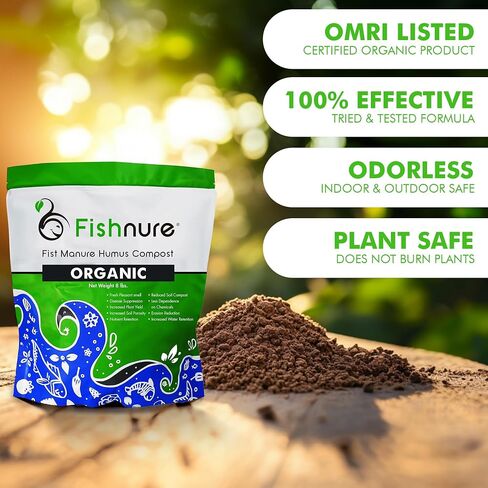 Fishnure - Humus Fish Compost Fertilizer for Indoor Plants, Outdoor Houseplant Fertilizer, Plant Food for Houseplants, Gardener Gifts, 1 lb Convenience Pack for 3-Gallon Pot in Saudi Arabia