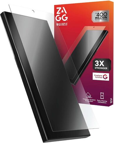 ZAGG Glass+ Samsung Galaxy S25 Ultra Screen Protector – Extreme Impact & Shatter Protection, Scratch-Resistant, Smudge-Resistant, Fingerprint Scanner Compatible, InvisibleShield, Easy Installation in Saudi Arabia