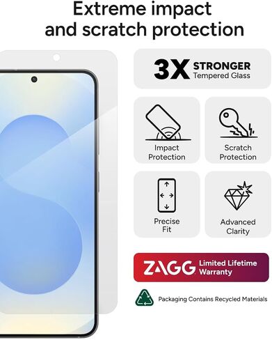 ZAGG Glass+ Samsung Galaxy S25 Ultra Screen Protector – Extreme Impact & Shatter Protection, Scratch-Resistant, Smudge-Resistant, Fingerprint Scanner Compatible, InvisibleShield, Easy Installation in Saudi Arabia