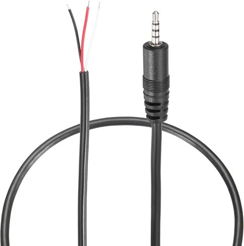 MECCANIXITY 2.5mm Aux Cable Replacement Audio Cable Cord, 0.8ft 3 Pole Male to Bare Wire Audio Cable, Stereo Sound Audio Cable Cord for Earphones, Smart Phones, Speakers,Black 5 Pcs in Saudi Arabia