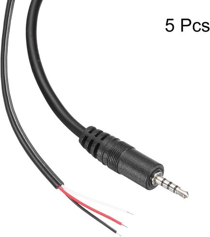 MECCANIXITY 2.5mm Aux Cable Replacement Audio Cable Cord, 0.8ft 3 Pole Male to Bare Wire Audio Cable, Stereo Sound Audio Cable Cord for Earphones, Smart Phones, Speakers,Black 5 Pcs in Saudi Arabia