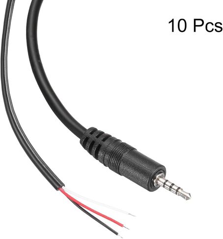MECCANIXITY 2.5mm Aux Cable Replacement Audio Cable Cord, 0.8ft 3 Pole Male to Bare Wire Audio Cable, Stereo Sound Audio Cable Cord for Earphones, Smart Phones, Speakers,Black 5 Pcs in Saudi Arabia
