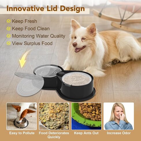 Stainless Steel Dog Bowl Set with Lids, 304 Metal Dual Food & Water Bowls for Dogs & Cats, Large Capacity Pet Feeder with Cover Keeps Food Fresh, Anti-Skid Dog Dish for Small/Medium/Large Pets in Saudi Arabia