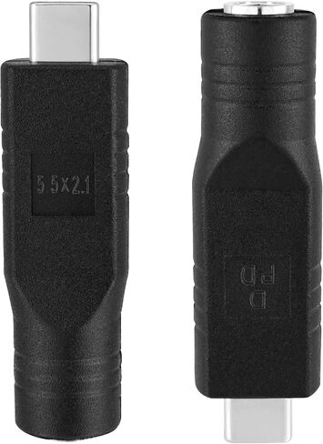 Yeebline USB C to DC 5521 Adapter, 2 Pack 100W PD DC 5.5mm x 2.1mm Female to USB Type C Male Plug Power Charging Connector Charger Adapter Suitable for Starlink Mini (USB C Male to DC5521 Female) in Kuwait