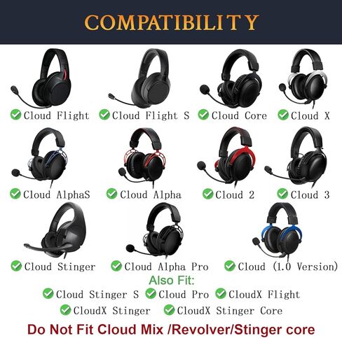 SOULWIT Mesh Fabric Replacement Earpads Cushions for HyperX Cloud Headset - Black in Kuwait