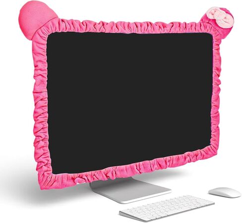 23''-27'' Pink Monitor Cover, Cute Computer Monitor Cover with Bow-Knot, Lace Fabric, Monitor Dust Cover, TV Monitor Cover, PC Cover, Monitor Decoration, Monitor Accessories Cute(Pink) in Saudi Arabia