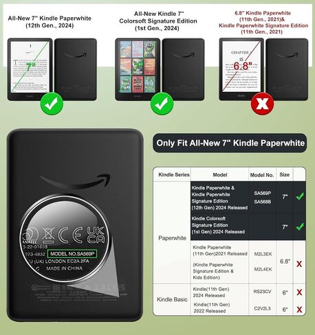 MoKo Case for All-New 7" Kindle Paperwhite(12th Gen-2024) and Kindle Colorsoft Signature 2024, Versatile Hand Strap Thin Clear Flexible Transparent TPU Skin Bumper Back Cover Shell, Flowers & Clear in Saudi Arabia