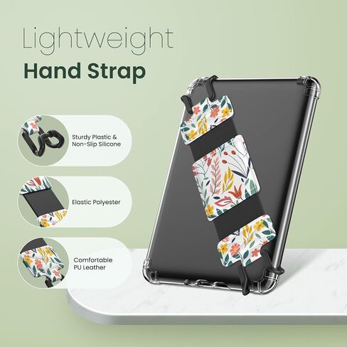 MoKo Case for All-New 7" Kindle Paperwhite(12th Gen-2024) and Kindle Colorsoft Signature 2024, Versatile Hand Strap Thin Clear Flexible Transparent TPU Skin Bumper Back Cover Shell, Flowers & Clear in Saudi Arabia