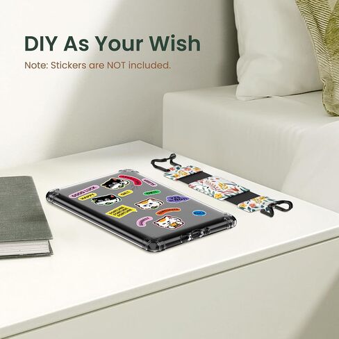 MoKo Case for All-New 7" Kindle Paperwhite(12th Gen-2024) and Kindle Colorsoft Signature 2024, Versatile Hand Strap Thin Clear Flexible Transparent TPU Skin Bumper Back Cover Shell, Flowers & Clear in Saudi Arabia