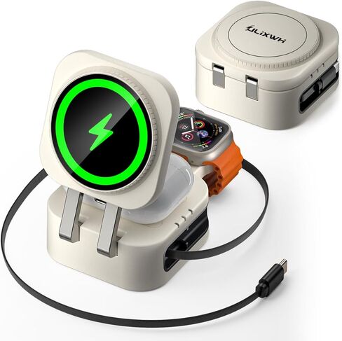 قابلة للسحب 3 في محطة شحن واحدة لـ Apple ، بسرعة 15 واط لـ Magsafe قابلة للطي من حامل الشحن اللاسلكي مع كابل قابل للسحب ، للسفر ، من أجل iPhone 16/15/14/13 ، Apple Watch ، AirPods in Kuwait