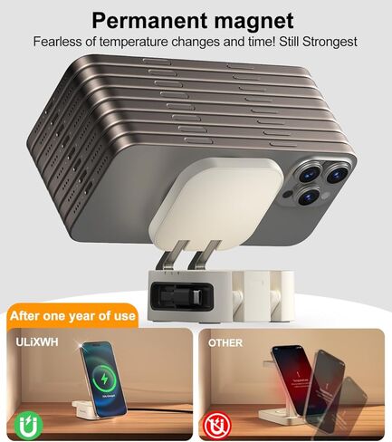 قابلة للسحب 3 في محطة شحن واحدة لـ Apple ، بسرعة 15 واط لـ Magsafe قابلة للطي من حامل الشحن اللاسلكي مع كابل قابل للسحب ، للسفر ، من أجل iPhone 16/15/14/13 ، Apple Watch ، AirPods in Kuwait