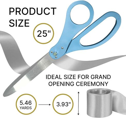 25" Light Blue Ribbon Cutting Scissors – Giant Ceremonial Scissors for Grand Opening Decorations Big Shears for Ribbon Cutting Ceremony in Saudi Arabia