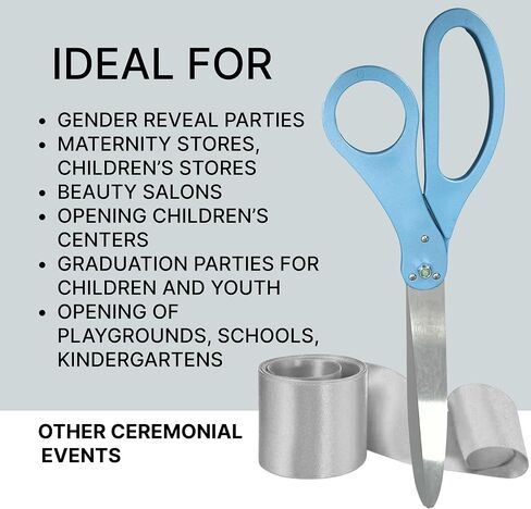 25" Light Blue Ribbon Cutting Scissors – Giant Ceremonial Scissors for Grand Opening Decorations Big Shears for Ribbon Cutting Ceremony in Saudi Arabia