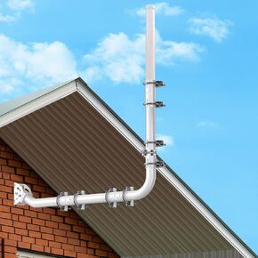 Antenna Mount for Long Wall - Long Eaves Mast Mounting Bracket Kit with 90 Degree Elbows, Extend Pipes, Link Adapters, Screws, Ideal for Outdoor TV Antennas, Starlink Satellite Dishes etc.