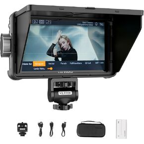 VILTROX 5.5 Inch 1200nits 4Kp30 HDMI Video Field Monitor, 10bit HDR Daylight Viewable 1920 x 1080 Portable Monitor Recorder, Hot Shoe Mount, Battery, Sunshine Hood