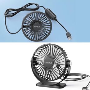 TriPole Car Fan USB Powered Desk Fan Bundle 3 Speeds Cooling Electric Fan