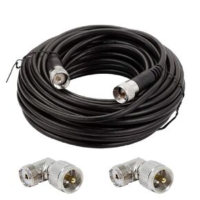 RG8x Coaxial Cable, CB Coax Cable with 2 PCS PL259 Right Angle Connectors, 50ft UHF PL259 Male to Male Low Loss CB Antenna Cables, 50 Ohm for HAM Radio, Antenna Analyzer